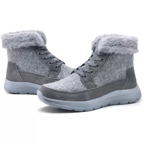 konhill Womens Winter Snow Ankle BootsBooties AntiSlip Resistant Outdoor ShoesDark Greyb