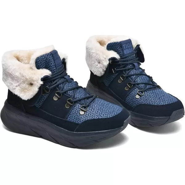 konhill Womens Winter Snow Ankle BootsBooties AntiSlip Resistant Outdoor ShoesNavy