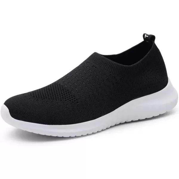 konhill Mens Athletic Walking Shoes  Lightweight Casual Knit Slip on SneakersABlack