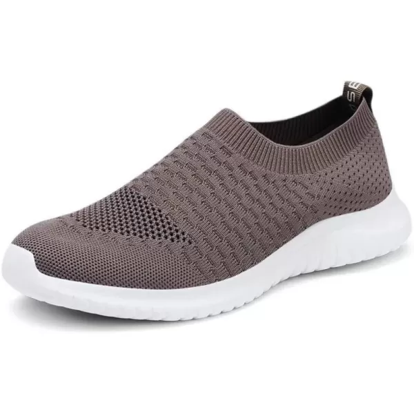 konhill Mens Athletic Walking Shoes  Lightweight Casual Knit Slip on SneakersABrown