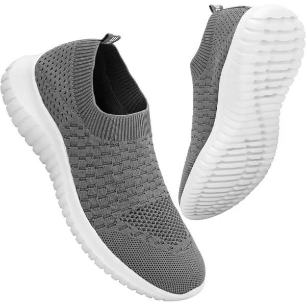 konhill Mens Athletic Walking Shoes  Lightweight Casual Knit Slip on SneakersADark Grey