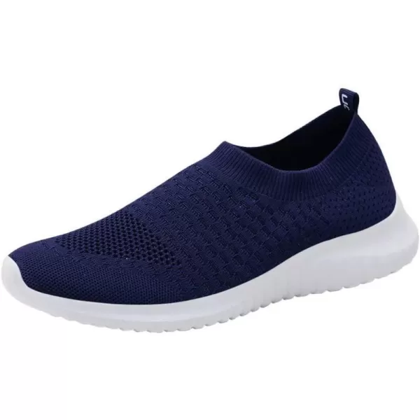 konhill Mens Athletic Walking Shoes  Lightweight Casual Knit Slip on SneakersANavy