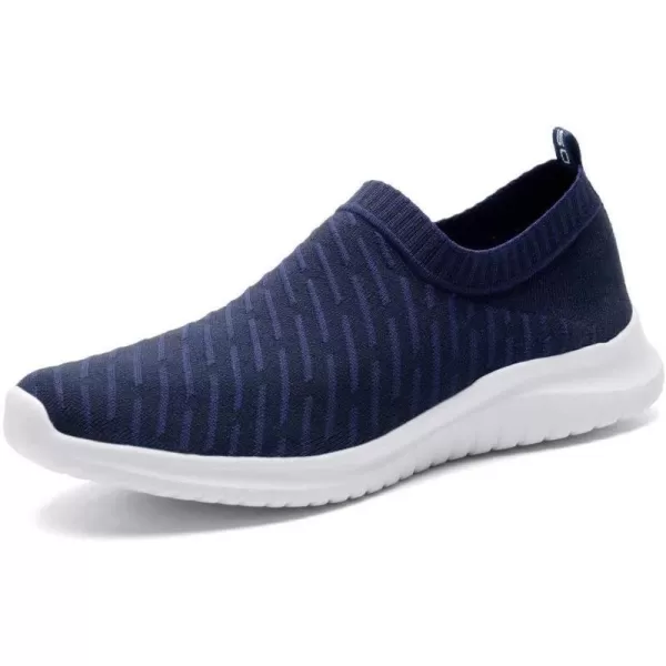 konhill Mens Athletic Walking Shoes  Lightweight Casual Knit Slip on SneakersCNavy