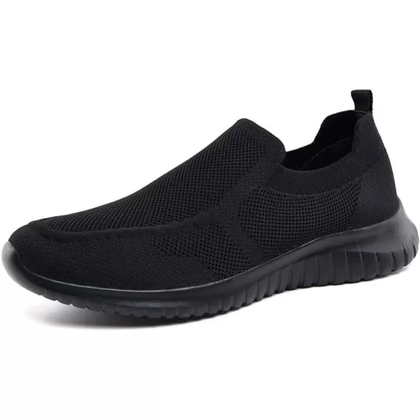 konhill Mens Breathable Tennis Shoes  Walking Casual Slip on Athletic SneakersAAll Black