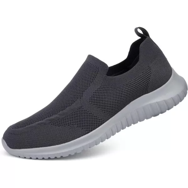 konhill Mens Breathable Tennis Shoes  Walking Casual Slip on Athletic SneakersADark GreyGrey