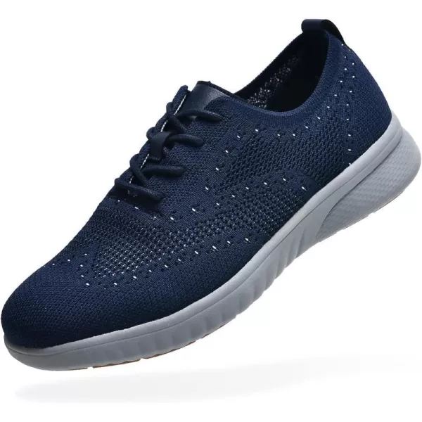 konhill Mens Mesh Sneakers Oxfords  Casual Lightweight Fashion Dress ShoesCDark Blue