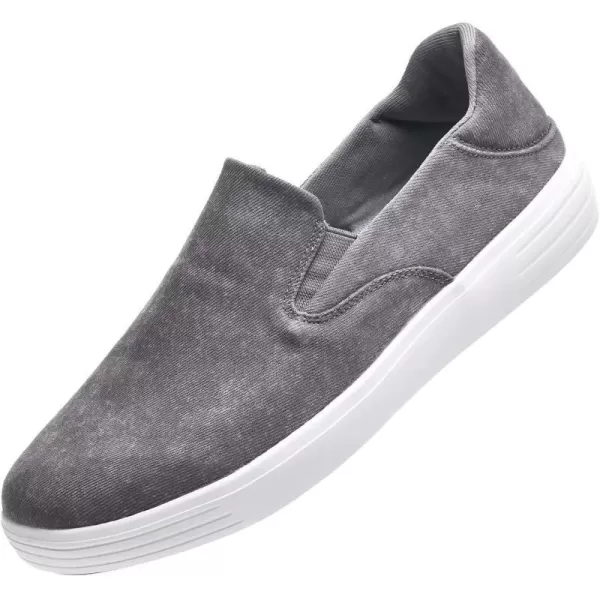 konhill Mens Slip on Sneaker  Knit Walking Loafers Memory Foam Driving Work Skate Shoes Arch Support Slip Resistant ShoesDLight Grey