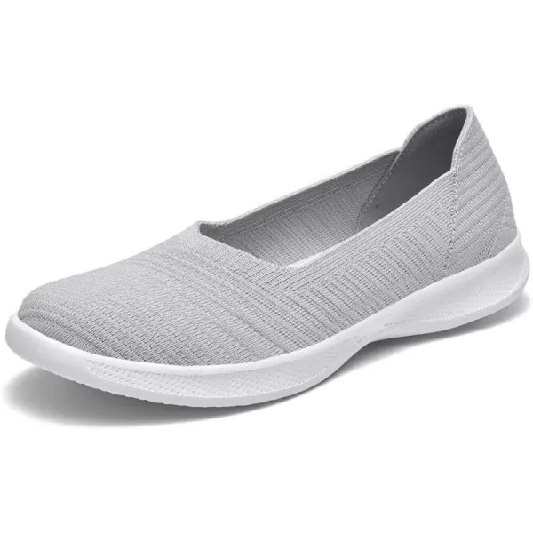 konhill Womens Slip on Loafers  Comfy Walking Tennis LowTop Ballet Flat Nurse Shoes Casual SneakersLight Gray