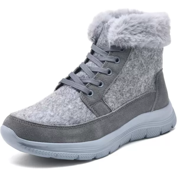 konhill Womens Winter Snow Ankle BootsBooties AntiSlip Resistant Outdoor ShoesDark Greyb