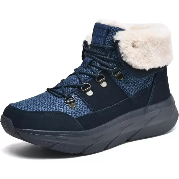 konhill Womens Winter Snow Ankle BootsBooties AntiSlip Resistant Outdoor ShoesNavy