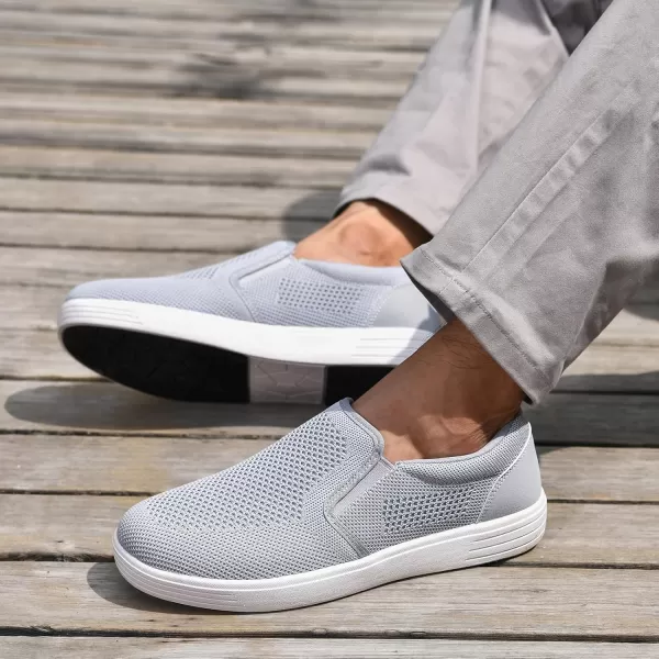 konhill Mens Slip on Shoes Casual Loafers Walking Sneakers with Arch Support Comfortable Boat Shoes for Driving Skate BeachGrey