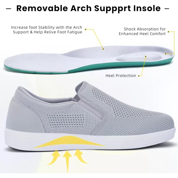 konhill Mens Slip on Shoes Casual Loafers Walking Sneakers with Arch Support Comfortable Boat Shoes for Driving Skate BeachGrey