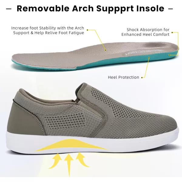 konhill Mens Slip on Shoes Casual Loafers Walking Sneakers with Arch Support Comfortable Boat Shoes for Driving Skate BeachKhaki