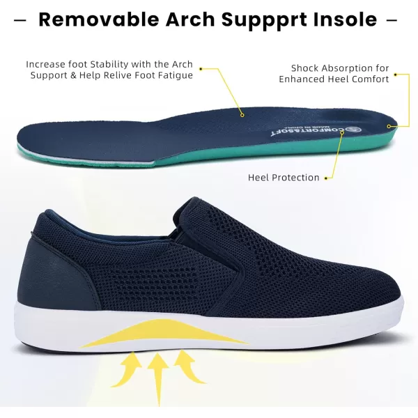 konhill Mens Slip on Shoes Casual Loafers Walking Sneakers with Arch Support Comfortable Boat Shoes for Driving Skate BeachNavy