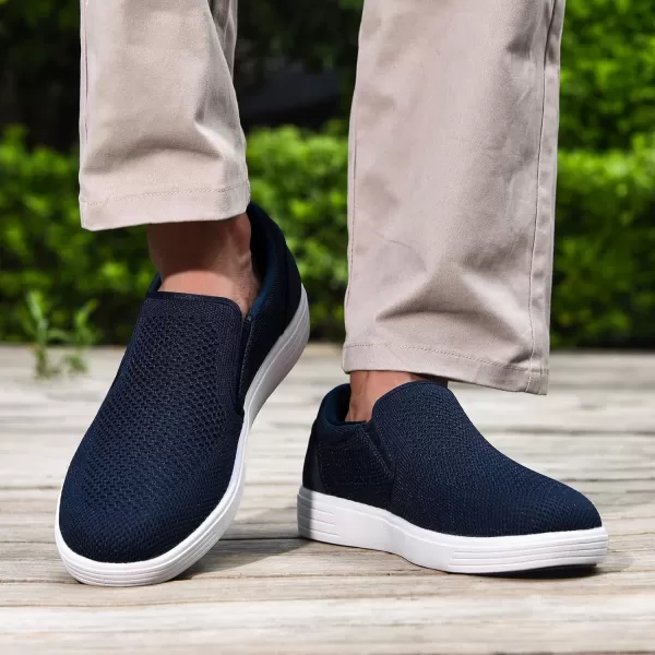 konhill Mens Slip on Shoes Casual Loafers Walking Sneakers with Arch Support Comfortable Boat Shoes for Driving Skate BeachNavy