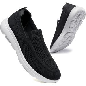 imagekonhill Mens Walking Shoes Slip on Loafers Mesh Casual Tennis Sneaker Breathable ShoesABlack