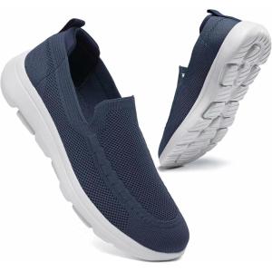 imagekonhill Mens Walking Shoes Slip on Loafers Mesh Casual Tennis Sneaker Breathable ShoesANavy
