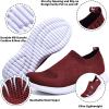 imagekonhill Womens Slip On Sneakers Non Slip Walking Shoes Breathable Mesh Work Casual Lightweight Tennis Workout Shoes2133 Burgundy