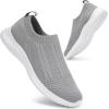 imagekonhill Womens Slip On Sneakers Non Slip Walking Shoes Breathable Mesh Work Casual Lightweight Tennis Workout Shoes8822 Light Grey