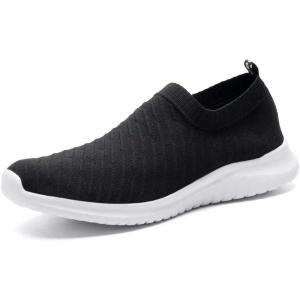 imagekonhill Womens Slip On Sneakers Non Slip Walking Shoes Breathable Mesh Work Casual Lightweight Tennis Workout Shoes0617 Black