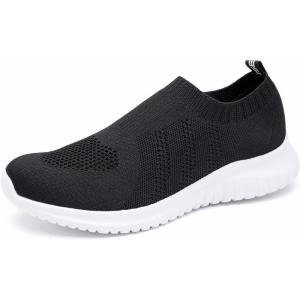 imagekonhill Womens Slip On Sneakers Non Slip Walking Shoes Breathable Mesh Work Casual Lightweight Tennis Workout Shoes2033 Black