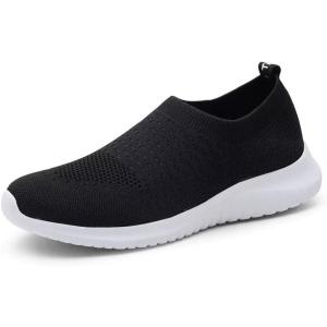 imagekonhill Womens Slip On Sneakers Non Slip Walking Shoes Breathable Mesh Work Casual Lightweight Tennis Workout Shoes2034 Black
