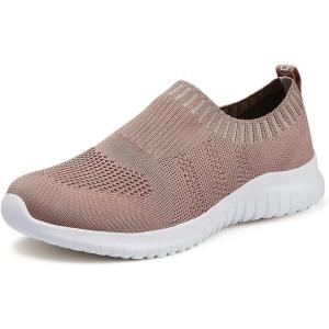 imagekonhill Womens Slip On Sneakers Non Slip Walking Shoes Breathable Mesh Work Casual Lightweight Tennis Workout Shoes2133 Apricot
