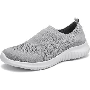 imagekonhill Womens Slip On Sneakers Non Slip Walking Shoes Breathable Mesh Work Casual Lightweight Tennis Workout Shoes2133 Lgray
