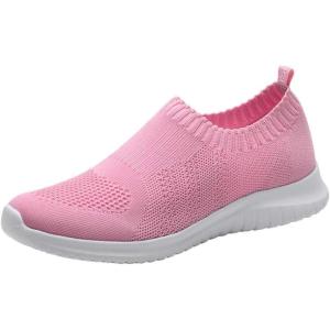 imagekonhill Womens Slip On Sneakers Non Slip Walking Shoes Breathable Mesh Work Casual Lightweight Tennis Workout Shoes2133 Pink