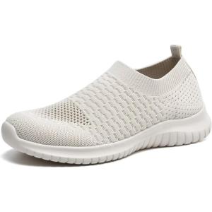imagekonhill Womens Slip On Sneakers Non Slip Walking Shoes Breathable Mesh Work Casual Lightweight Tennis Workout Shoes8636 Beige
