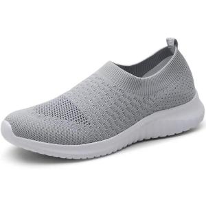 imagekonhill Womens Slip On Sneakers Non Slip Walking Shoes Breathable Mesh Work Casual Lightweight Tennis Workout Shoes8636 Lgray