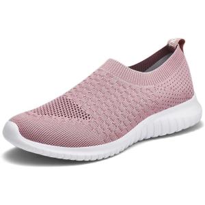 imagekonhill Womens Slip On Sneakers Non Slip Walking Shoes Breathable Mesh Work Casual Lightweight Tennis Workout Shoes8636 Mauve