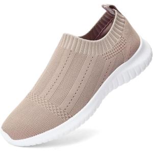 imagekonhill Womens Slip On Sneakers Non Slip Walking Shoes Breathable Mesh Work Casual Lightweight Tennis Workout Shoes8822 Apricot