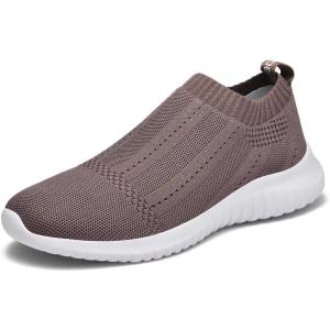 imagekonhill Womens Slip On Sneakers Non Slip Walking Shoes Breathable Mesh Work Casual Lightweight Tennis Workout Shoes8822 Brown