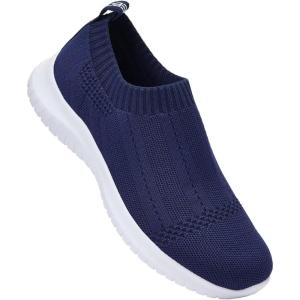 imagekonhill Womens Slip On Sneakers Non Slip Walking Shoes Breathable Mesh Work Casual Lightweight Tennis Workout Shoes8822 Navy