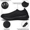 imagekonhill Womens Lightweight Walking Shoes Breathable Slip On Tennis Sneakers Casual Mesh Workout Athletic0637 All Black