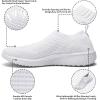 imagekonhill Womens Lightweight Walking Shoes Breathable Slip On Tennis Sneakers Casual Mesh Workout Athletic0701 All White