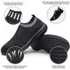 imagekonhill Womens Lightweight Walking Shoes Breathable Slip On Tennis Sneakers Casual Mesh Workout Athletic6701 BlackBlack