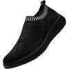 imagekonhill Womens Lightweight Walking Shoes Breathable Slip On Tennis Sneakers Casual Mesh Workout Athletic6701 BlackBlack
