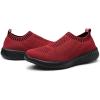 imagekonhill Womens Lightweight Walking Shoes Breathable Slip On Tennis Sneakers Casual Mesh Workout Athletic6701 Burgundy Black