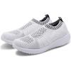 imagekonhill Womens Lightweight Walking Shoes Breathable Slip On Tennis Sneakers Casual Mesh Workout Athletic6701 White
