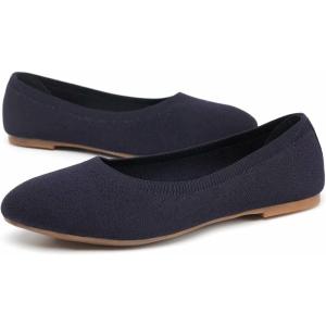 imagekonhill Womens Classic Ballet Flats  Pointy Toe Soft Knit Slip on Dress Shoes 6 US Navy