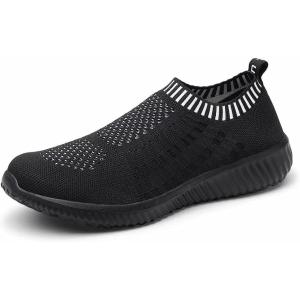 imagekonhill Womens Lightweight Walking Shoes Breathable Slip On Tennis Sneakers Casual Mesh Workout Athletic6701 BlackBlack