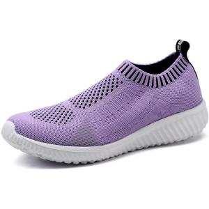 imagekonhill Womens Lightweight Walking Shoes Breathable Slip On Tennis Sneakers Casual Mesh Workout Athletic6701 Purple
