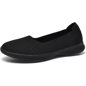imagekonhill Womens Slip on Loafers  Comfy Walking Tennis LowTop Ballet Flat Nurse Shoes Casual SneakersAll Black