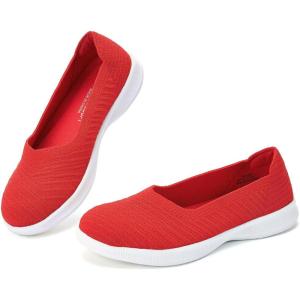 imagekonhill Womens Slip on Loafers  Comfy Walking Tennis LowTop Ballet Flat Nurse Shoes Casual SneakersBright Red