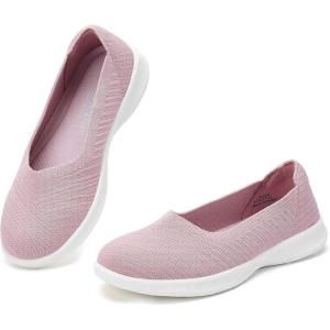 imagekonhill Womens Slip on Loafers  Comfy Walking Tennis LowTop Ballet Flat Nurse Shoes Casual SneakersLight Pink