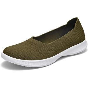 imagekonhill Womens Slip on Loafers  Comfy Walking Tennis LowTop Ballet Flat Nurse Shoes Casual SneakersOlive Green