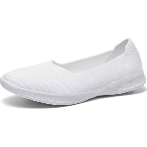 imagekonhill Womens Slip on Loafers  Comfy Walking Tennis LowTop Ballet Flat Nurse Shoes Casual SneakersWhite