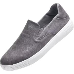 imagekonhill Mens Slip on Fashion Sneaker  Classic Breathable Canvas Loafers Skate Shoes 9 US Light Grey43